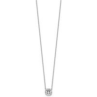 14K White Gold 2 Carat Certified Lab Grown Diamond VS+ F+ Cushion Complete Bezel Set Necklace, 18" view 2