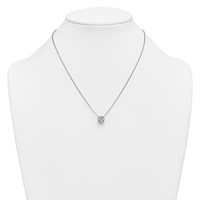 14K White Gold 2 Carat Certified Lab Grown Diamond VS+ F+ Cushion Complete Bezel Set Necklace, 18" view 3