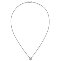 14K White Gold 2 Carat Certified Lab Grown Diamond VS+ F+ Cushion Complete Bezel Set Necklace, 18" view 4