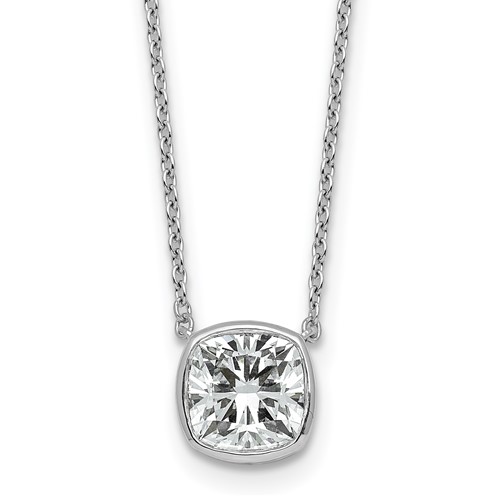 14K White Gold 2 Carat Cushion Bezel Pendant Mounting