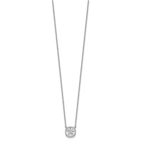14K White Gold 2.50 Carat Certified Lab Grown Diamond VS+ F+ Cushion Complete Bezel Set Necklace, 18" view 2