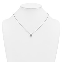 14K White Gold 2.50 Carat Certified Lab Grown Diamond VS+ F+ Cushion Complete Bezel Set Necklace, 18" view 3