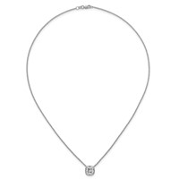 14K White Gold 2.50 Carat Certified Lab Grown Diamond VS+ F+ Cushion Complete Bezel Set Necklace, 18" view 4