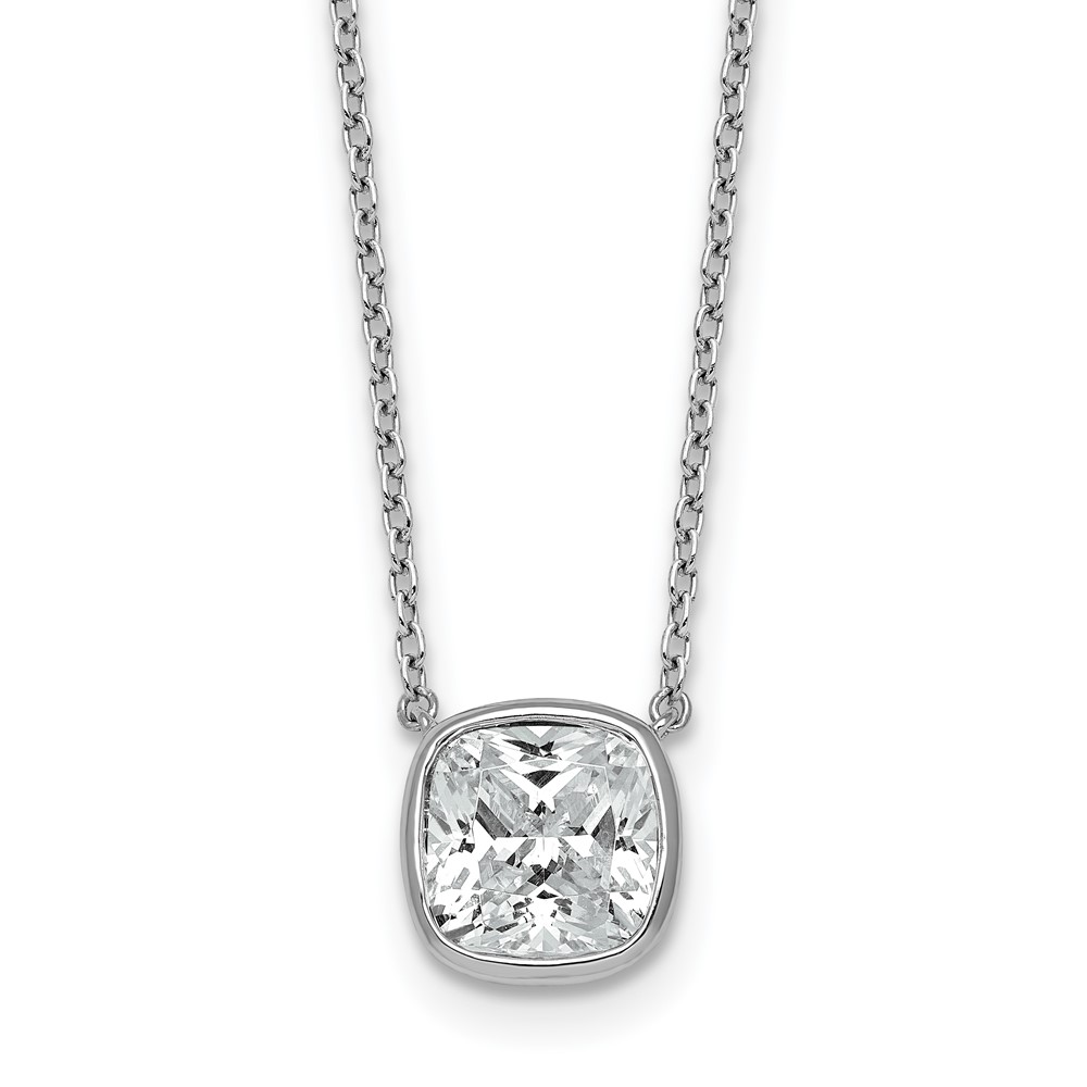 14K White Gold 2.50 Carat Cushion Bezel Pendant Mounting