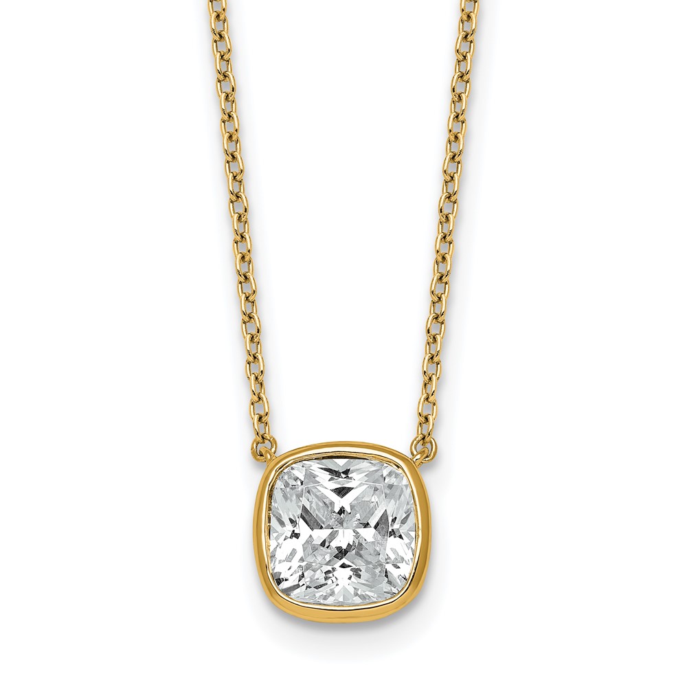 14K Yellow Gold 2.50 Carat Cushion Bezel Pendant Mounting