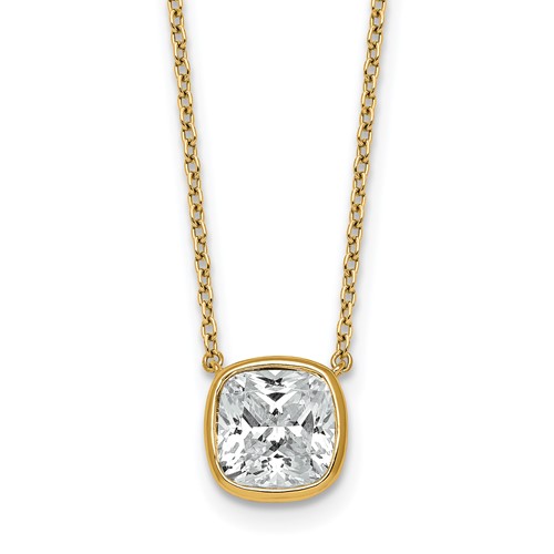 14K Yellow Gold 2.50 Carat Cushion Bezel Pendant Mounting