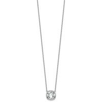 14K White Gold 4 Carat Certified Lab Grown Diamond VS+ F+ Cushion Complete Bezel Set Necklace, 18" view 2