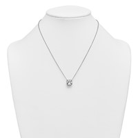 14K White Gold 4 Carat Certified Lab Grown Diamond VS+ F+ Cushion Complete Bezel Set Necklace, 18" view 3