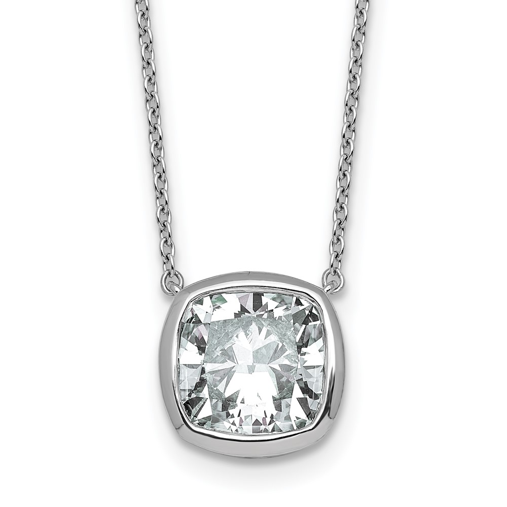 14K White Gold 4 Carat Cushion Bezel Pendant Mounting