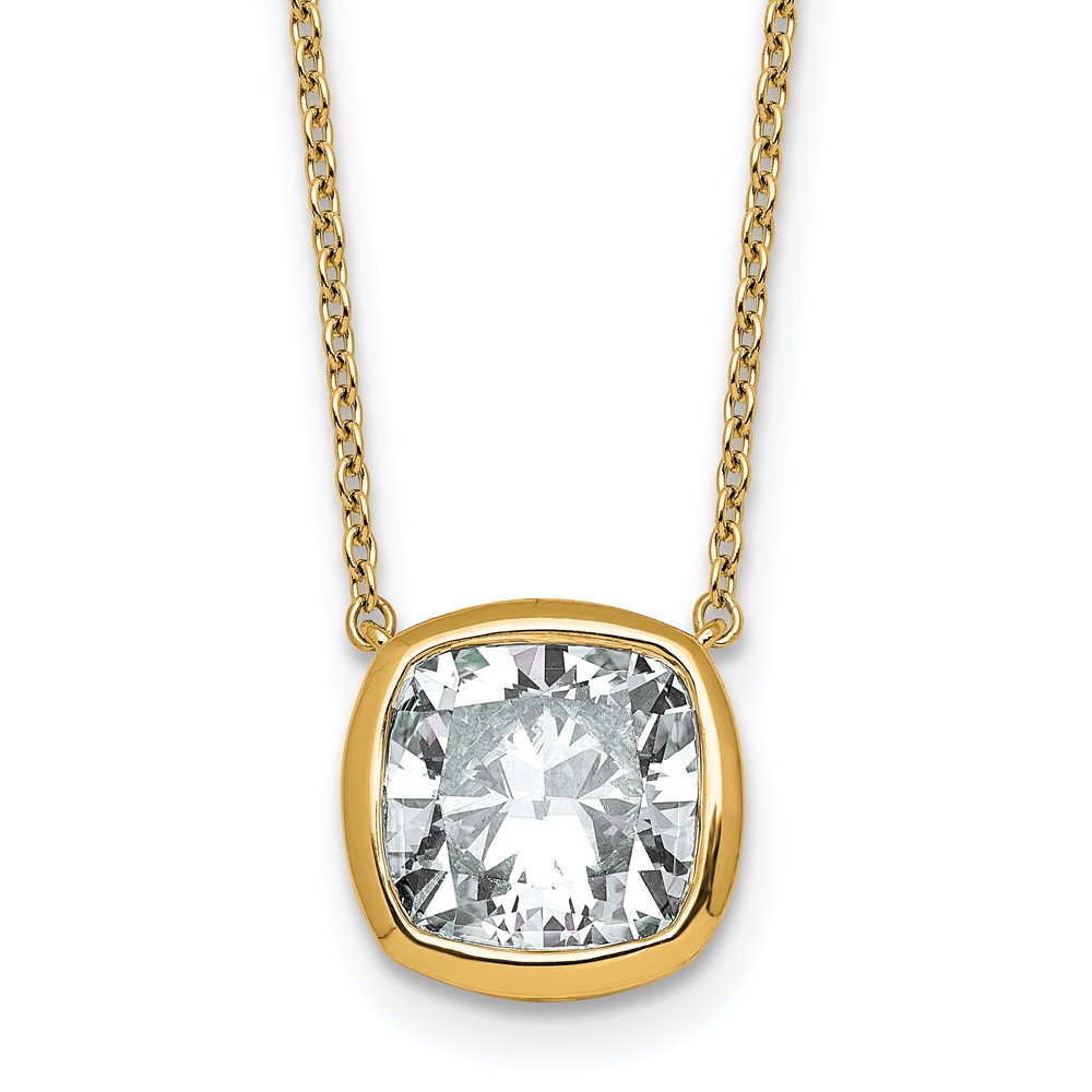 14K Yellow Gold 4 Carat Cushion Bezel Pendant Mounting