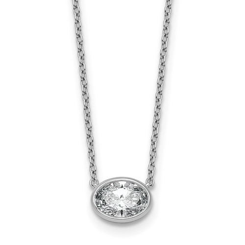 14K White Gold 1 Carat Oval East-West Bezel Pendant Mounting