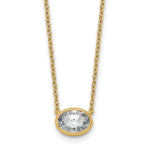14K Yellow Gold 1 Carat Oval East-West Bezel Pendant Mounting