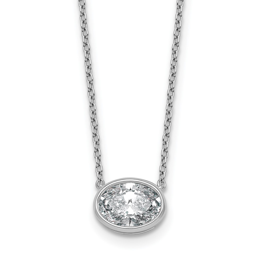 14K White Gold 1.50 Carat Oval East-West Bezel Pendant Mounting