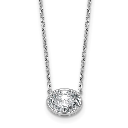 14K White Gold 1.50 Carat Oval East-West Bezel Pendant Mounting