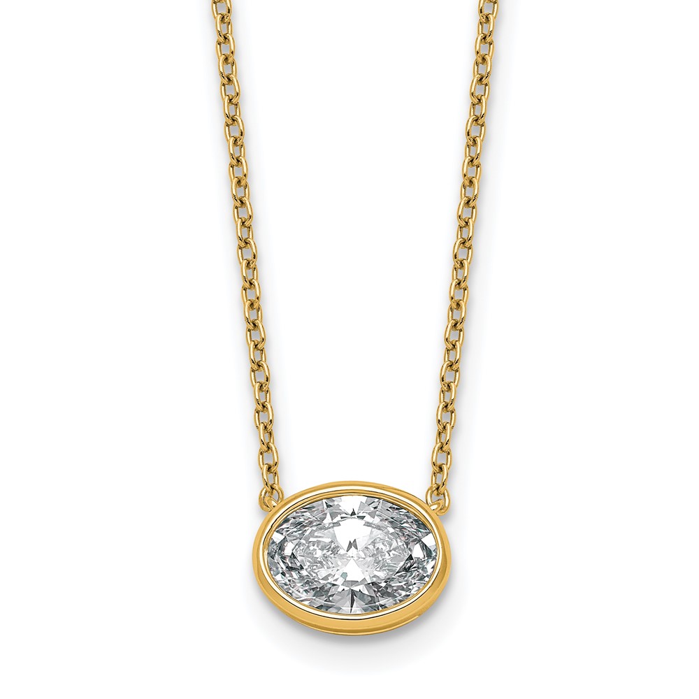 14K Yellow Gold 1.50 Carat Oval East-West Bezel Pendant Mounting