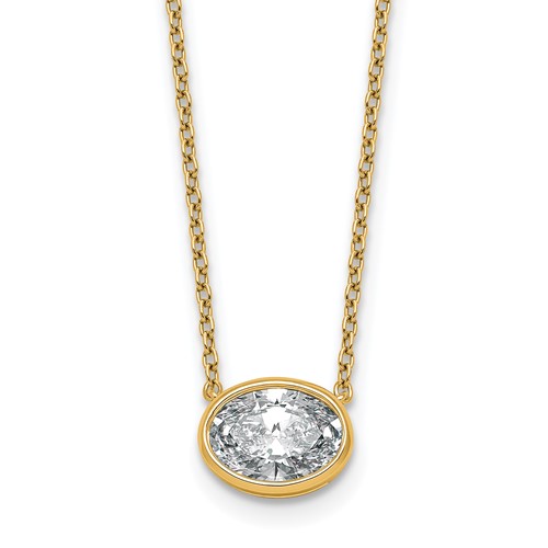 14K Yellow Gold 1.50 Carat Oval East-West Bezel Pendant Mounting