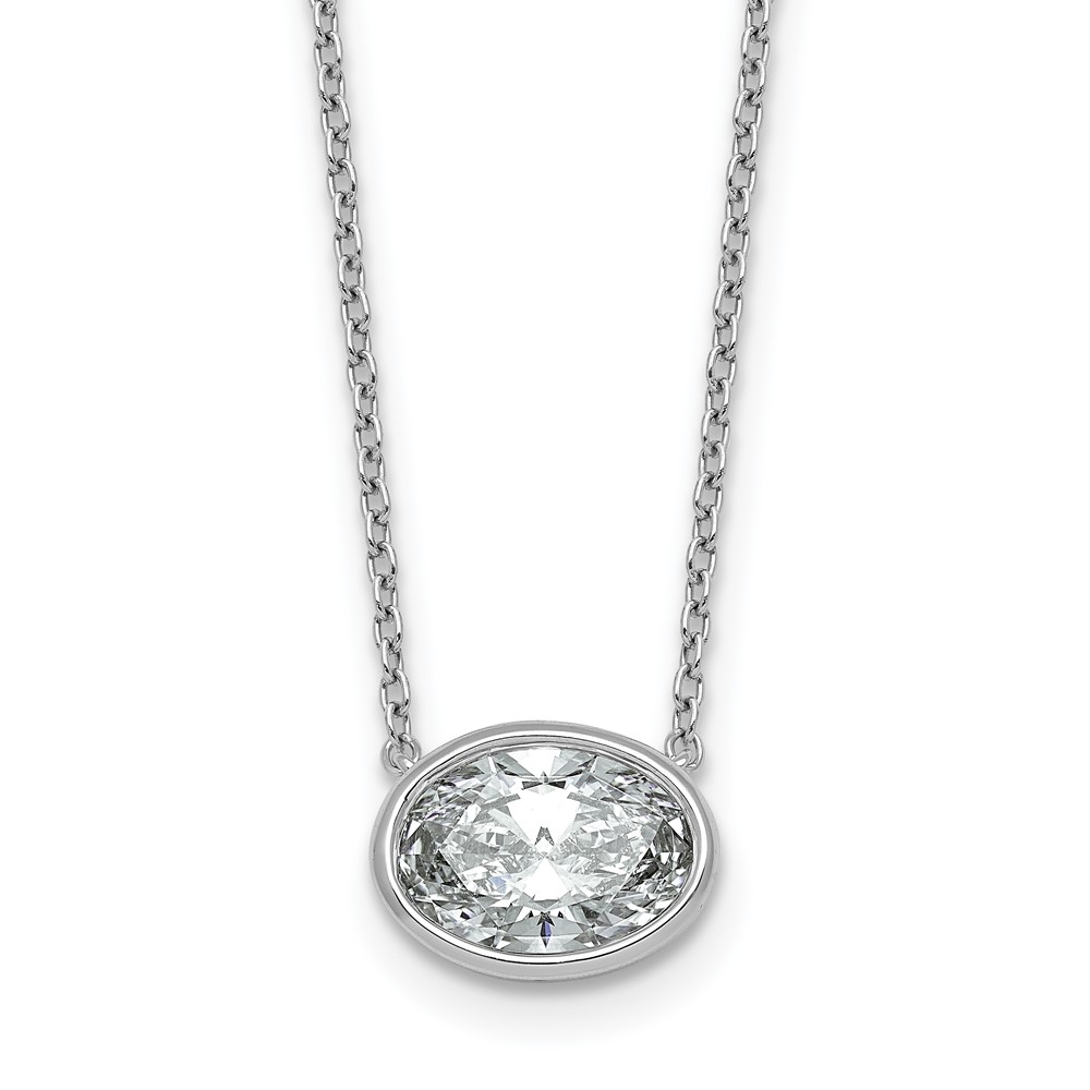 14K White Gold 2 Carat Oval East-West Bezel Pendant Mounting