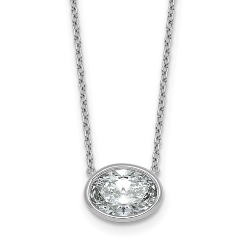14K White Gold 2 Carat Oval East-West Bezel Pendant Mounting