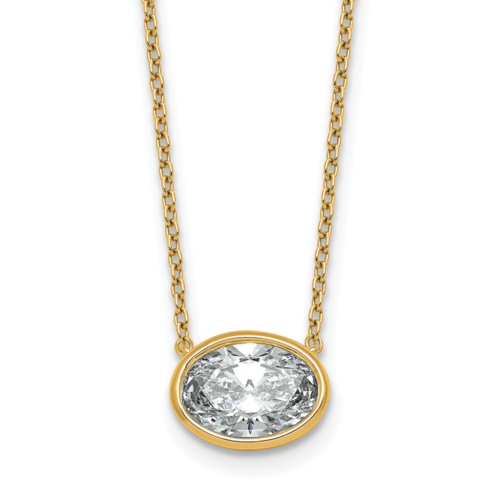 14K Yellow Gold 2 Carat Oval East-West Bezel Pendant Mounting
