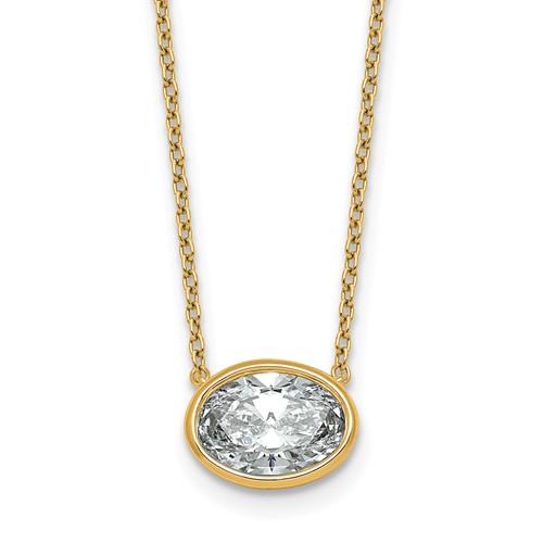 14K Yellow Gold 2 Carat Oval East-West Bezel Pendant Mounting