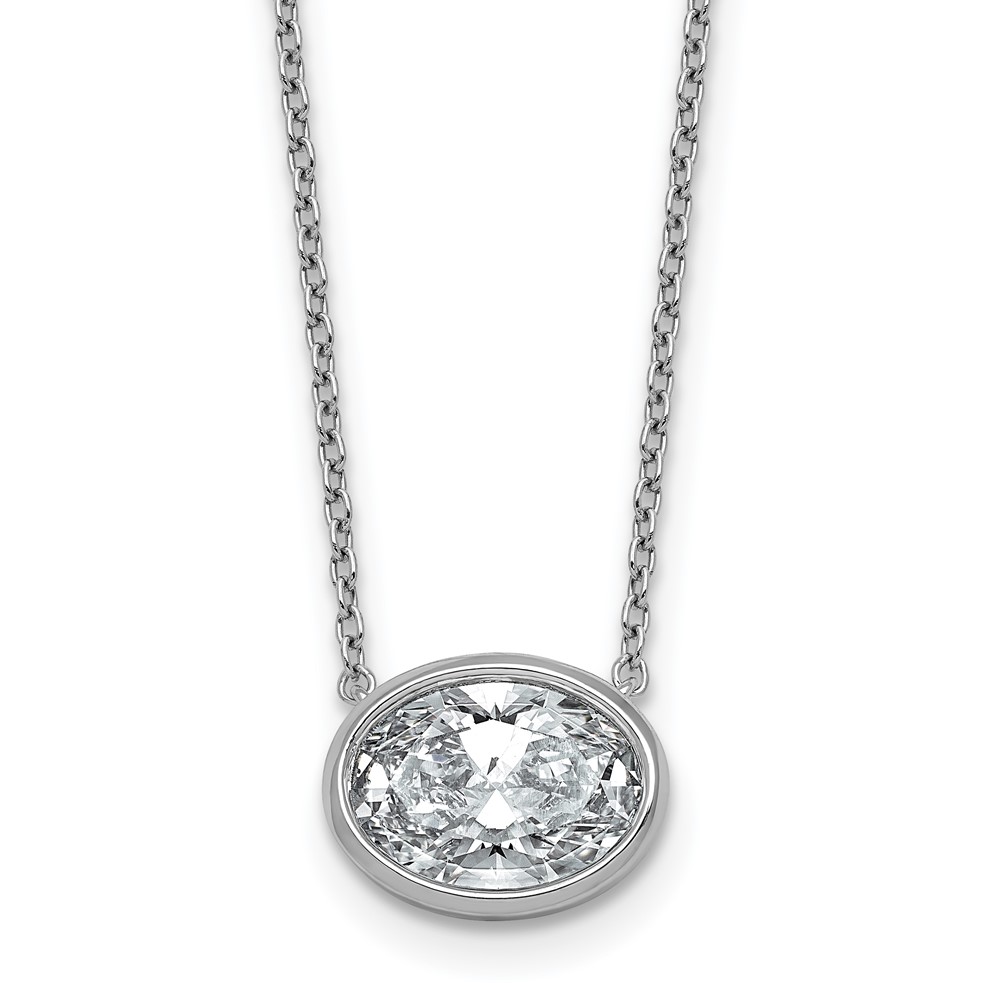 14K White Gold 2.50 Carat Oval East-West Bezel Pendant Mounting