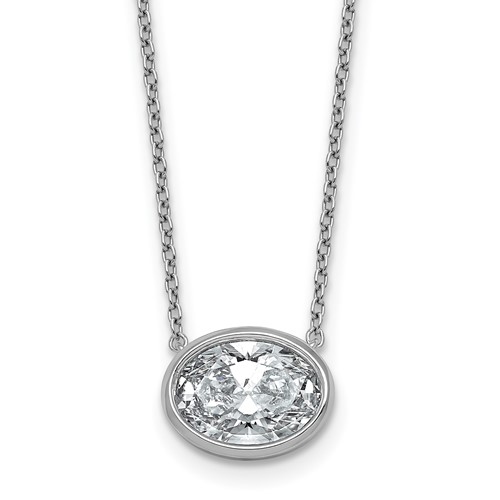 14K White Gold 2.50 Carat Oval East-West Bezel Pendant Mounting