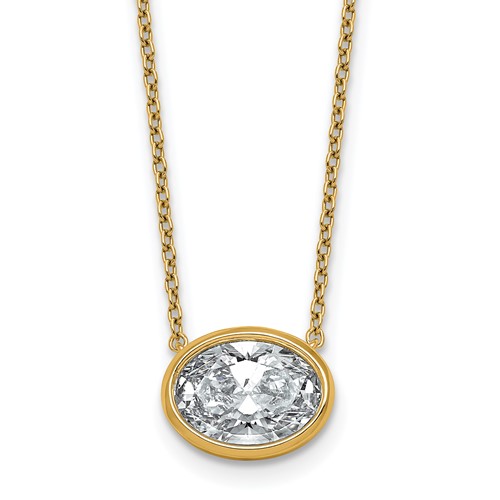 14K Yellow Gold 2.50 Carat Oval East-West Bezel Pendant Mounting