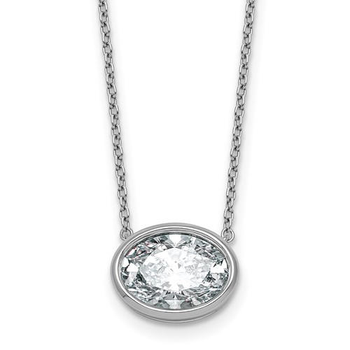 14K White Gold 3 Carat Oval East-West Bezel Pendant Mounting