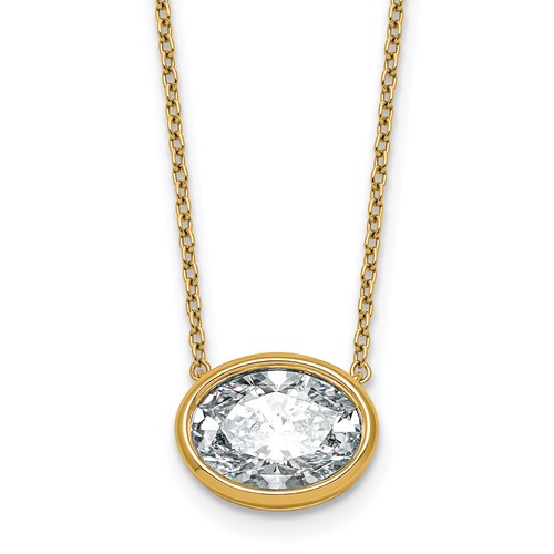 14K Yellow Gold 3 Carat Oval East-West Bezel Pendant Mounting