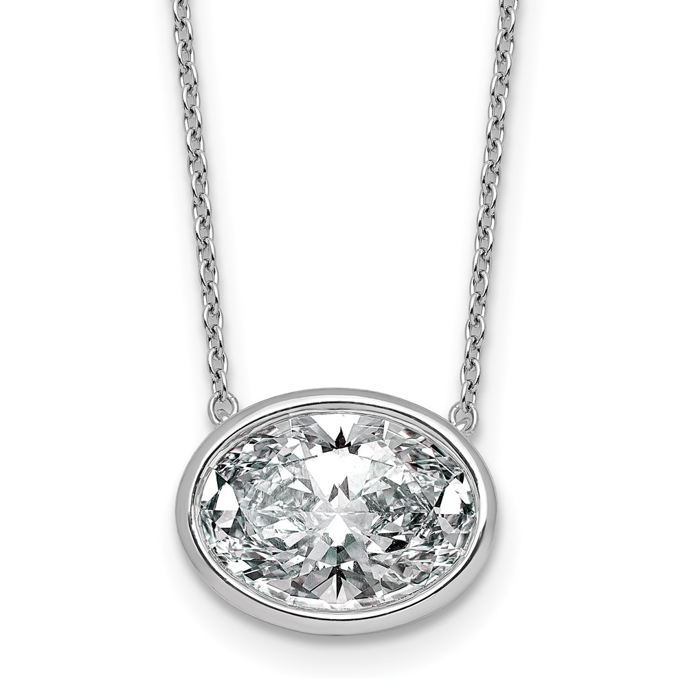 14K White Gold 4 Carat Oval East-West Bezel Pendant Mounting