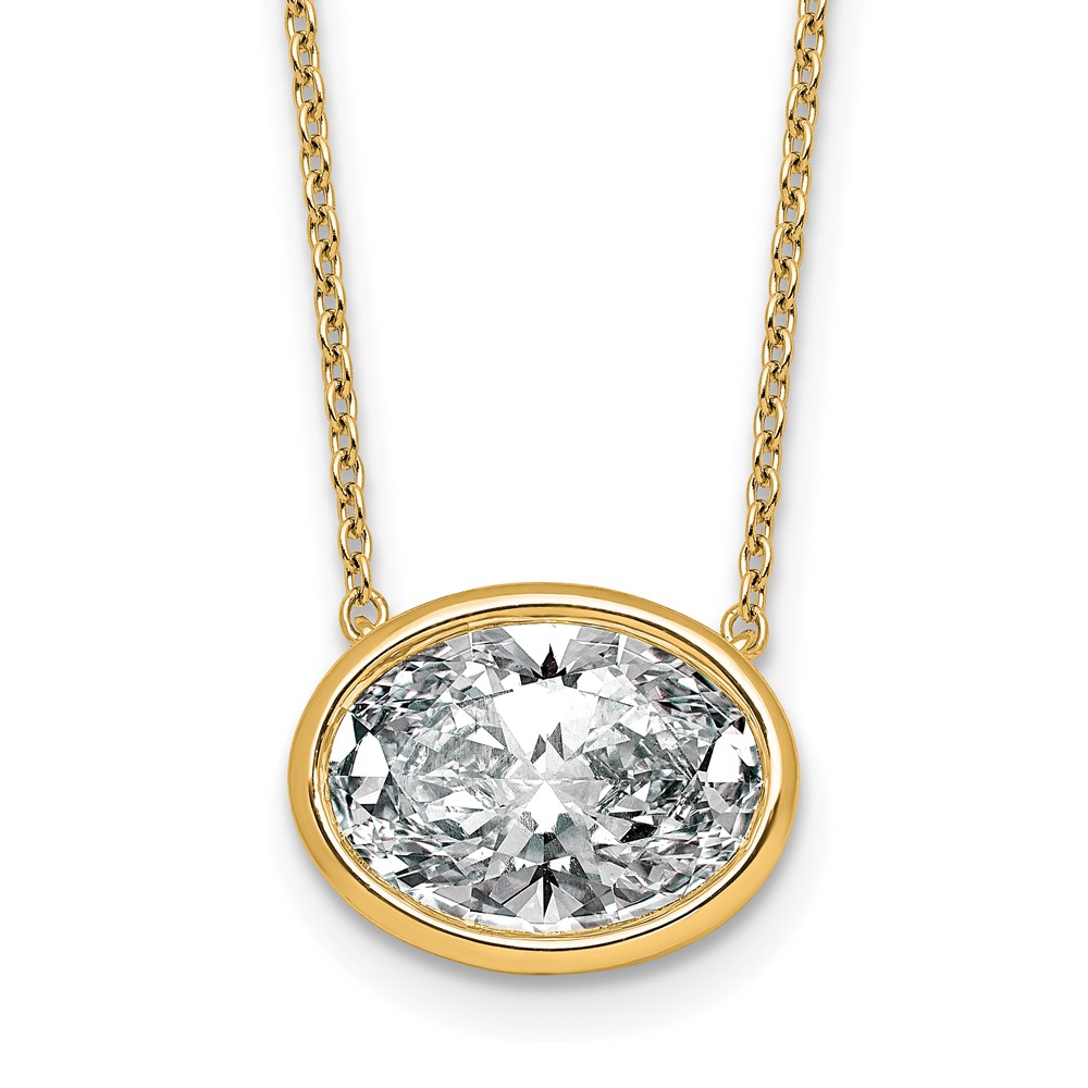 14K Yellow Gold 4 Carat Oval East-West Bezel Pendant Mounting