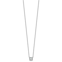 14K White Gold 1 Carat Certified Lab Grown Diamond VS+ F+ Princess Complete Bezel Set Necklace, 18" view 2