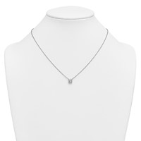 14K White Gold 1 Carat Certified Lab Grown Diamond VS+ F+ Princess Complete Bezel Set Necklace, 18" view 3