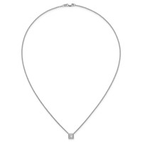 14K White Gold 1 Carat Certified Lab Grown Diamond VS+ F+ Princess Complete Bezel Set Necklace, 18" view 4