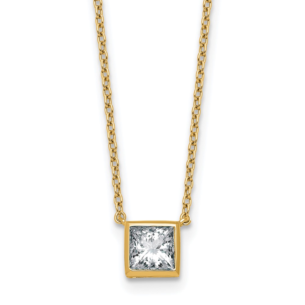 14K Yellow Gold 1 Carat Princess Bezel Pendant Mounting