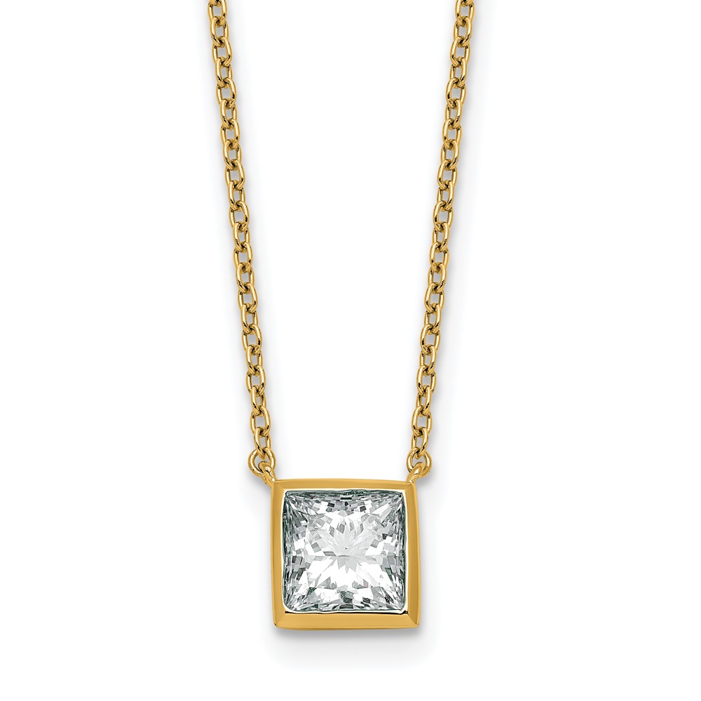 14K Yellow Gold 1.50 Carat Princess Bezel Pendant Mounting