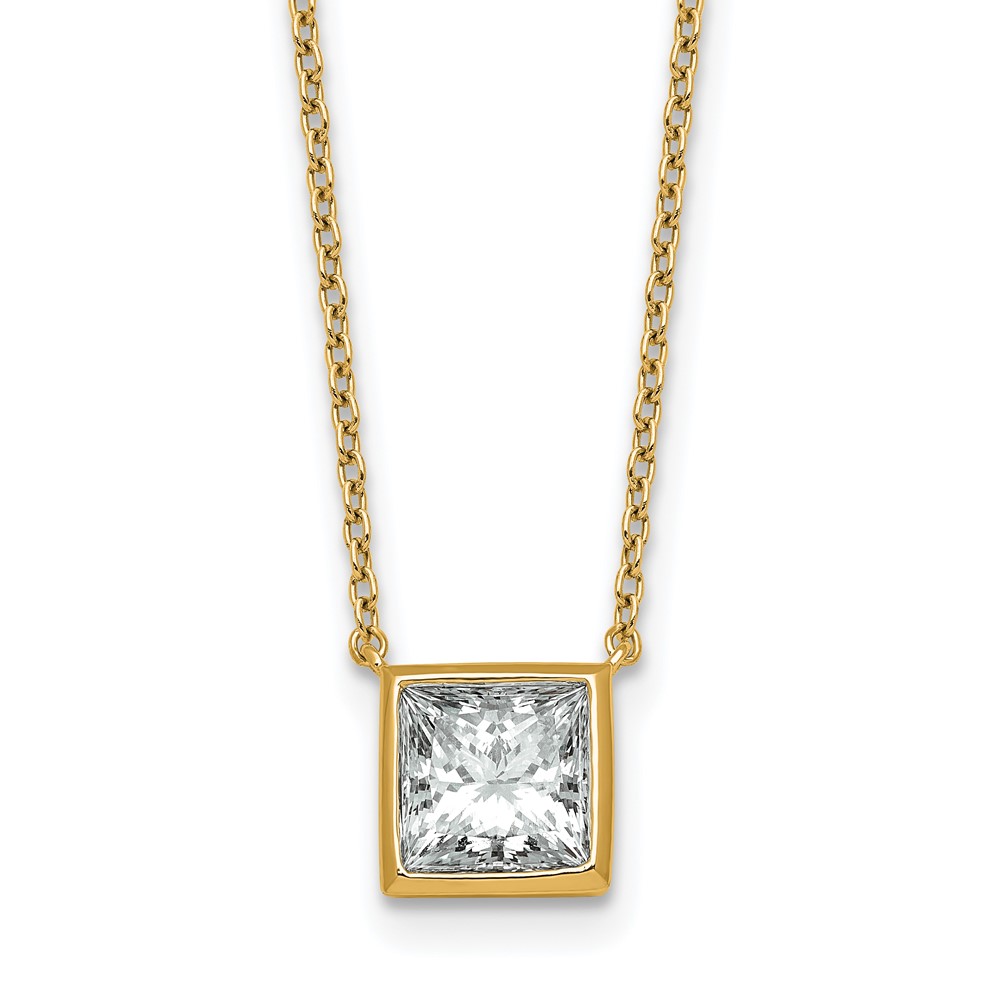 14K Yellow Gold 2 Carat Princess Bezel Pendant Mounting