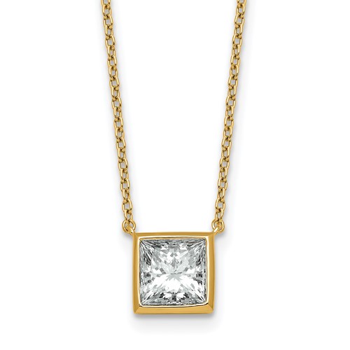 14K Yellow Gold 2 Carat Princess Bezel Pendant Mounting