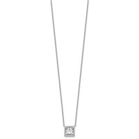 14K White Gold 2.50 Carat Certified Lab Grown Diamond VS+ F+ Princess Complete Bezel Set Necklace, 18" view 2