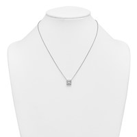 14K White Gold 2.50 Carat Certified Lab Grown Diamond VS+ F+ Princess Complete Bezel Set Necklace, 18" view 3