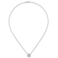 14K White Gold 2.50 Carat Certified Lab Grown Diamond VS+ F+ Princess Complete Bezel Set Necklace, 18" view 4