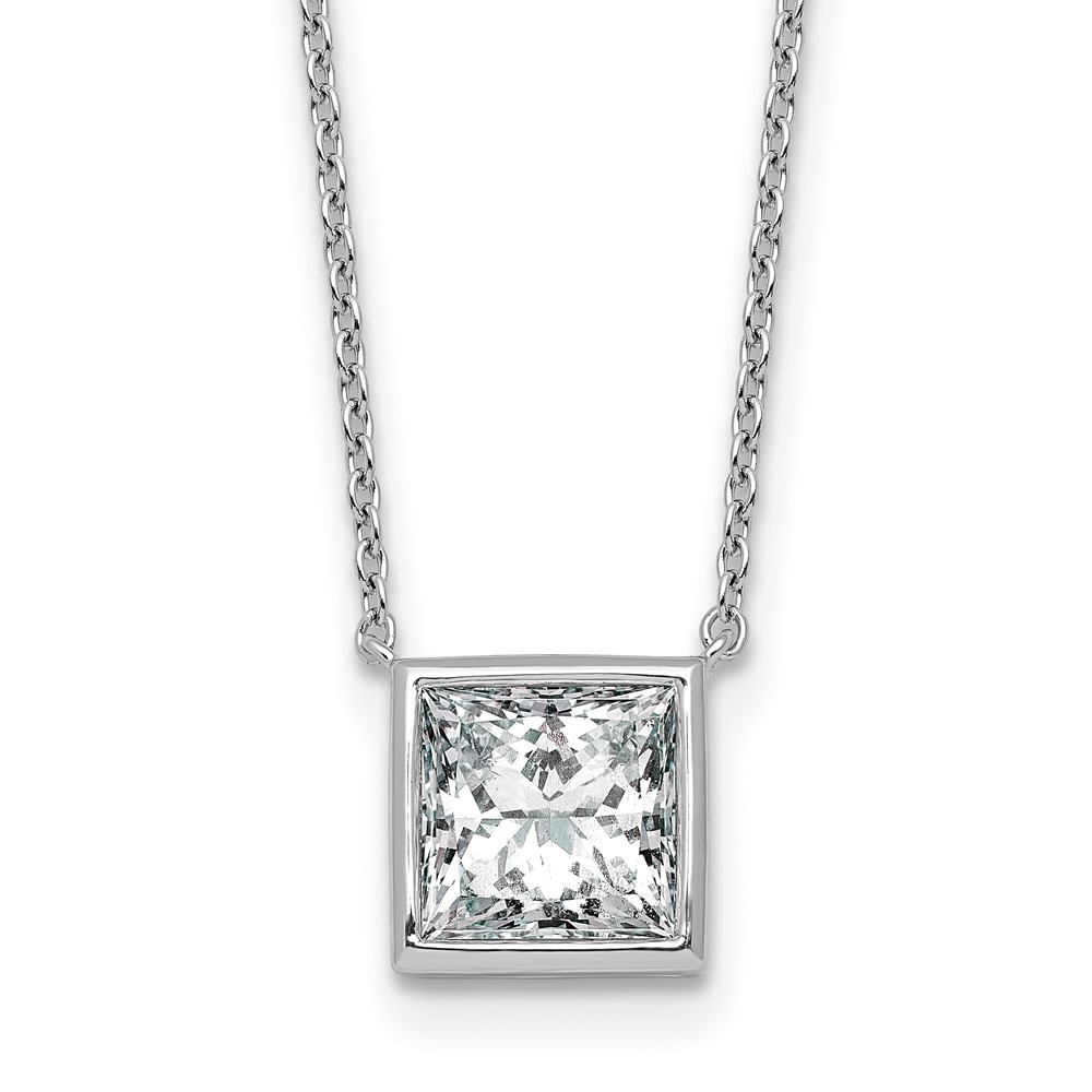 14K White Gold 2.50 Carat Princess Bezel Pendant Mounting