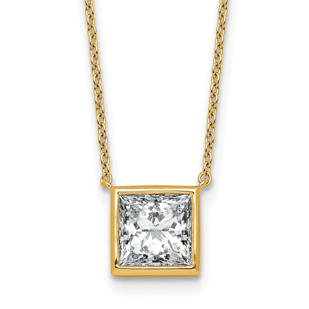14K Yellow Gold 2.50 Carat Princess Bezel Pendant Mounting