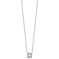 14K White Gold 3 Carat Certified Lab Grown Diamond VS+ F+ Princess Complete Bezel Set Necklace, 18" view 2