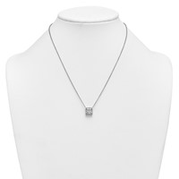 14K White Gold 3 Carat Certified Lab Grown Diamond VS+ F+ Princess Complete Bezel Set Necklace, 18" view 3
