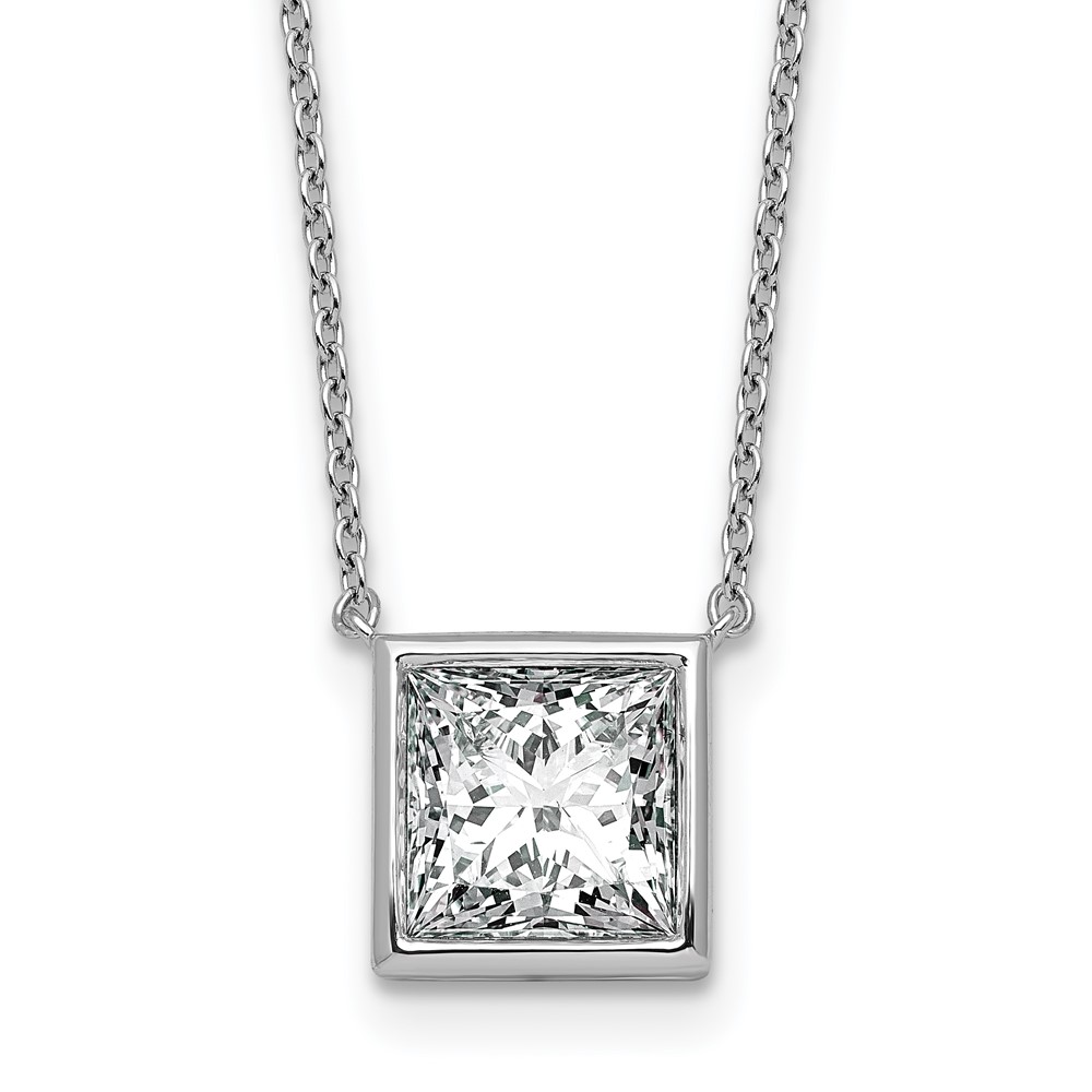 14K White Gold 3 Carat Princess Bezel Pendant Mounting