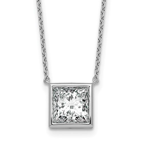 14K White Gold 3 Carat Princess Bezel Pendant Mounting