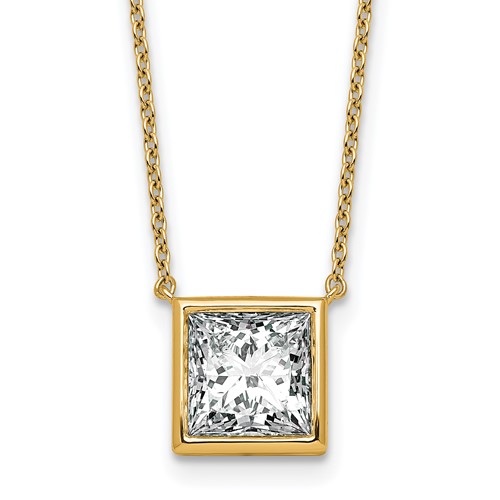 14K Yellow Gold 3 Carat Princess Bezel Pendant Mounting