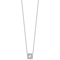 14K White Gold 4 Carat Certified Lab Grown Diamond VS+ F+ Princess Complete Bezel Set Necklace, 18" view 2