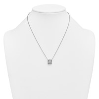 14K White Gold 4 Carat Certified Lab Grown Diamond VS+ F+ Princess Complete Bezel Set Necklace, 18" view 3